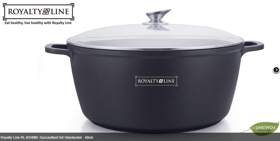 Royalty Line – Vas pentru cuptor sau Plite inclusiv Inductie din aluminiu turnat cu capac de sticlă, 40 cm , 19,3 L