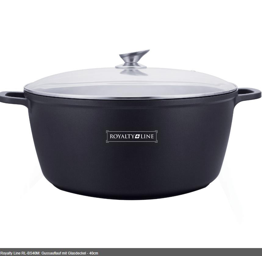Royalty Line – Vas pentru cuptor sau Plite inclusiv Inductie din aluminiu turnat cu capac de sticlă, 40 cm , 19,3 L