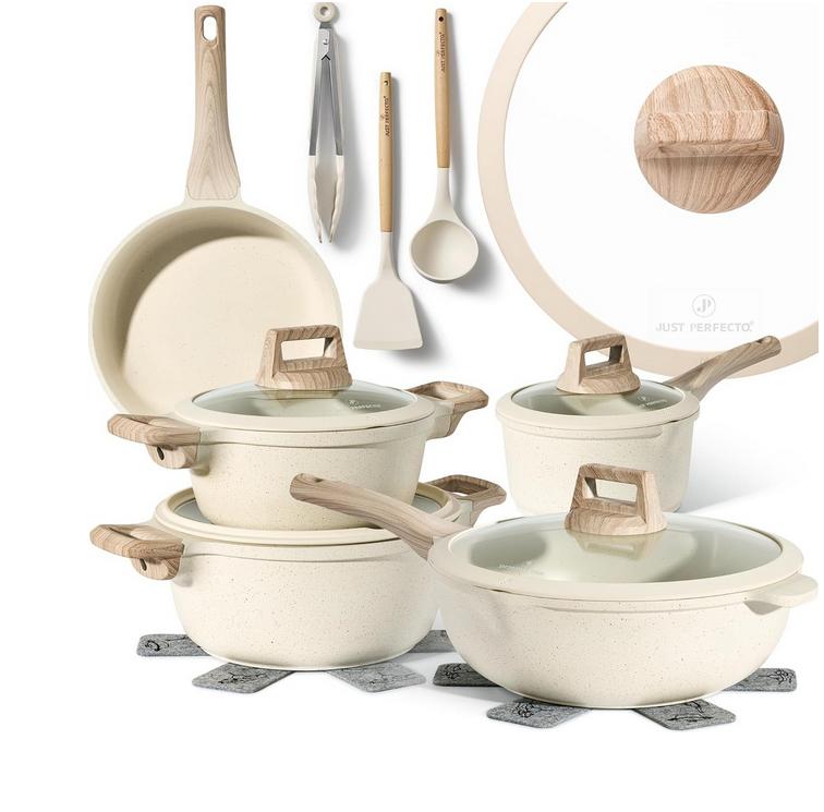 Set Vase de Gătit Just Perfecto – 14 Piese, Granit Bej