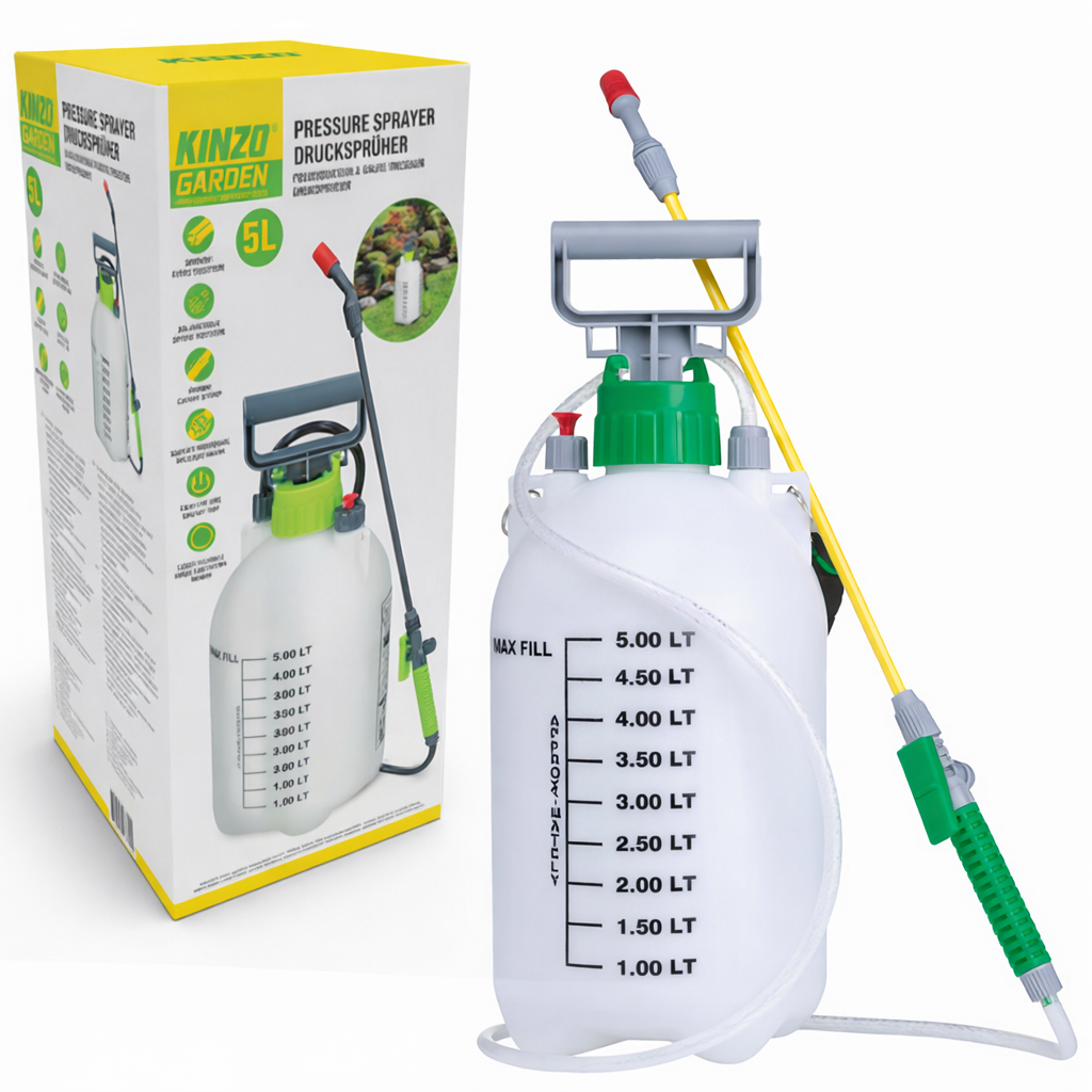 🌿 Pulverizator cu presiune Kinzo 5L – Ideal pentru grădină, curte și plante