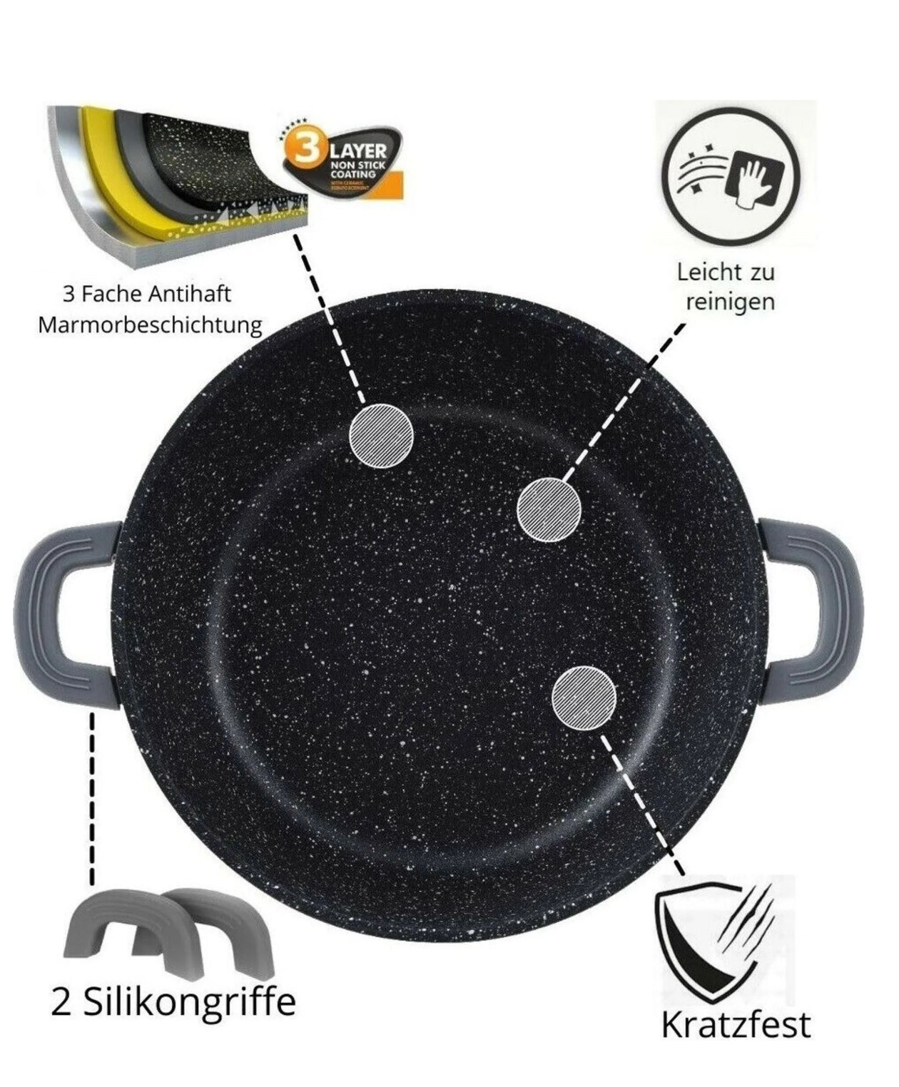 Royalty Line – Vas pentru cuptor sau Plite inclusiv Inductie din aluminiu turnat cu capac de sticlă, 40 cm , 19,3 L
