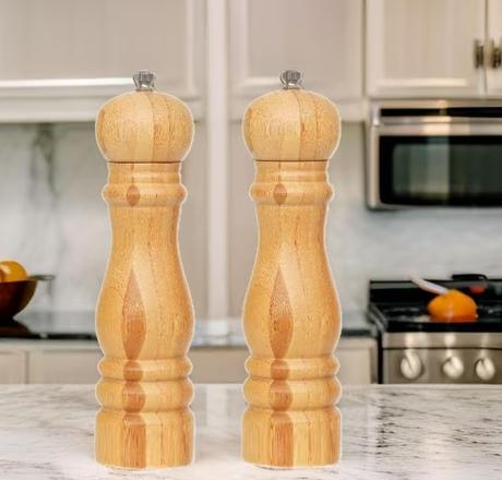 Set Râșnițe Condimente 2 piese din Bambus – Sare & Piper | Design Natural Elegant