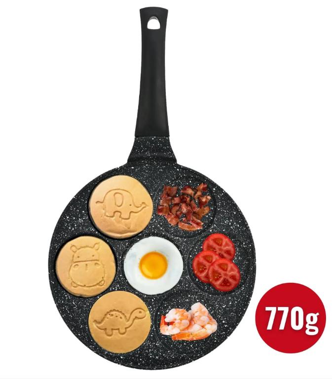 🥞 Tigaie Clătite 26 cm – Cu 7 Forme Drăguțe de Animale 🐰🐻🦊 | Compatibilă Inducție