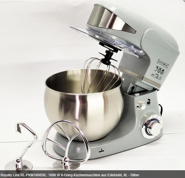 Royalty Line PKM-1600.6 – Robot de Bucătărie Profesional, 1600W, 6L, Gri
