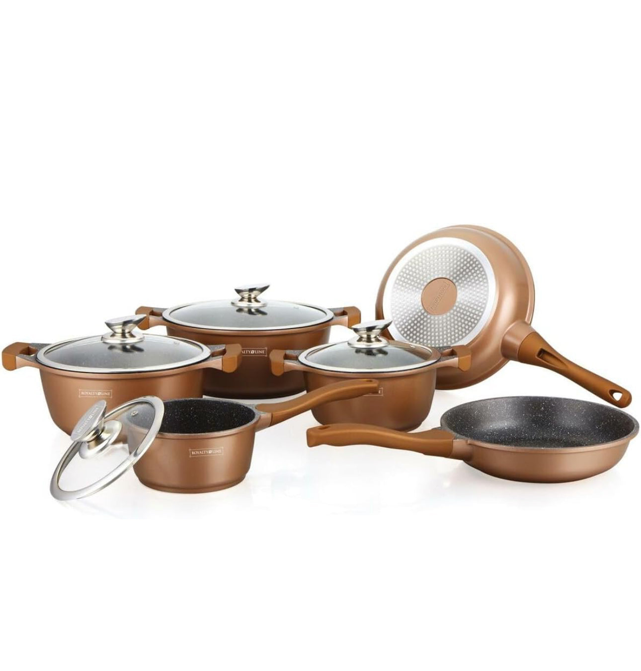 **Set Oale Inducție 17 Piese Royalty Line - Oale și Vase de Gătit Cafeniu**