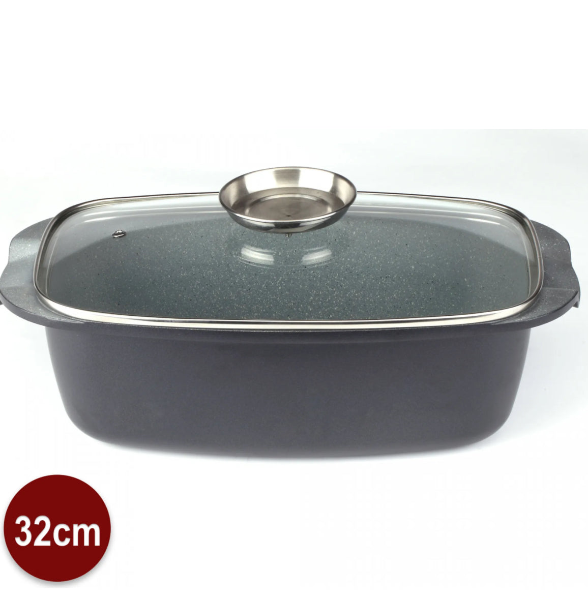 Royalty Line - Oală cu capac din sticlă, antiaderentă, potrivită pentru inducție, neagră, 5 litri, 32 cm.