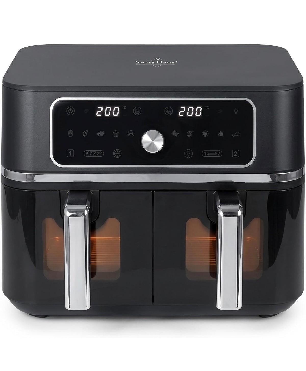 Friteuză cu aer cald Swiss Haus® Basel Premium Collection – 9 L, două coșuri, 3100 W, neagră