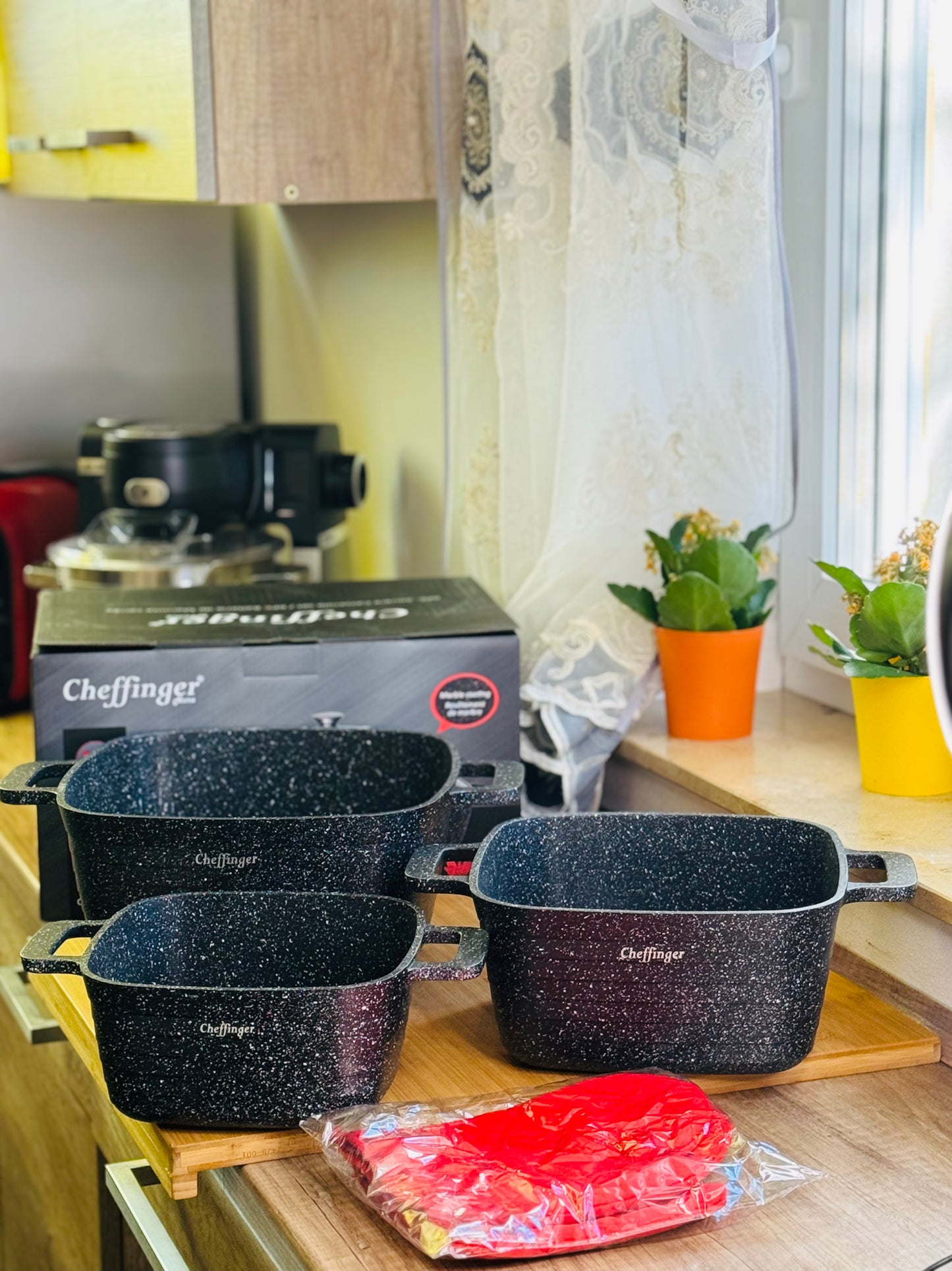 **Set de Oale Brattopf Quadratic 6 piese 🍳✨** Inductie/Gaz/Foc deschis