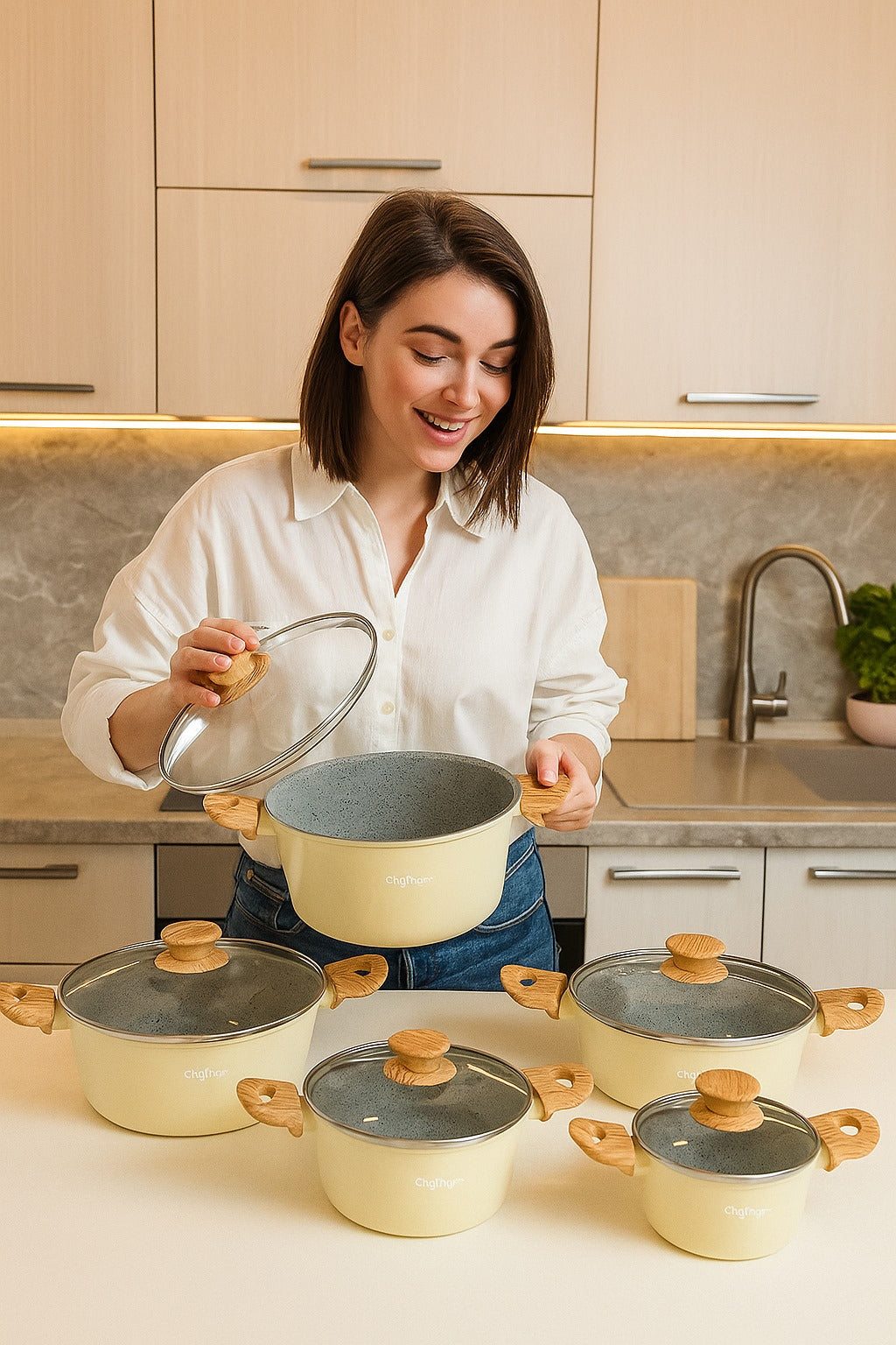 **Set de Oale 10 piese (20-22-24-26-28 cm) pentru Inducție 🍳✨**