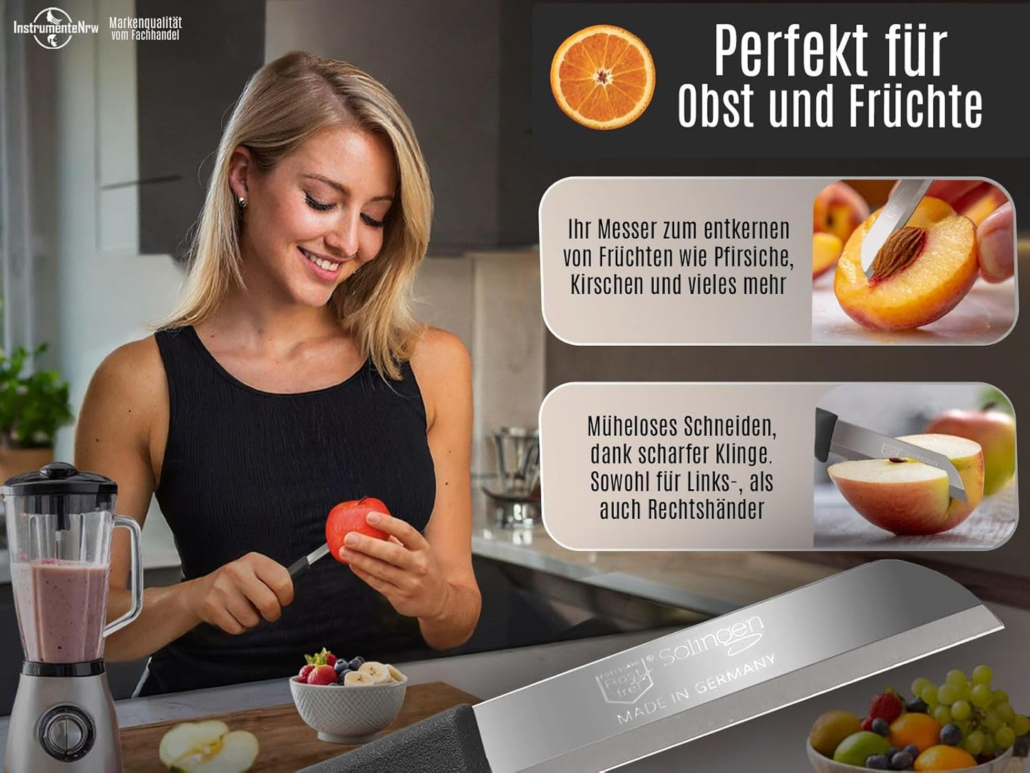 Set cu 4 cuțite pentru curățat fructe și legume - 16,5 cm