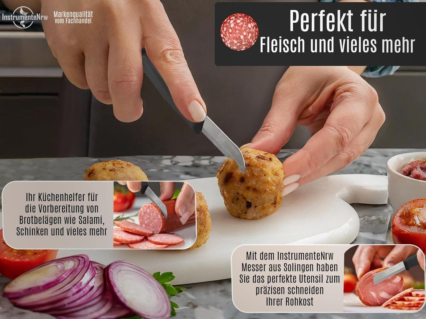 Set cu 4 cuțite pentru curățat fructe și legume - 16,5 cm