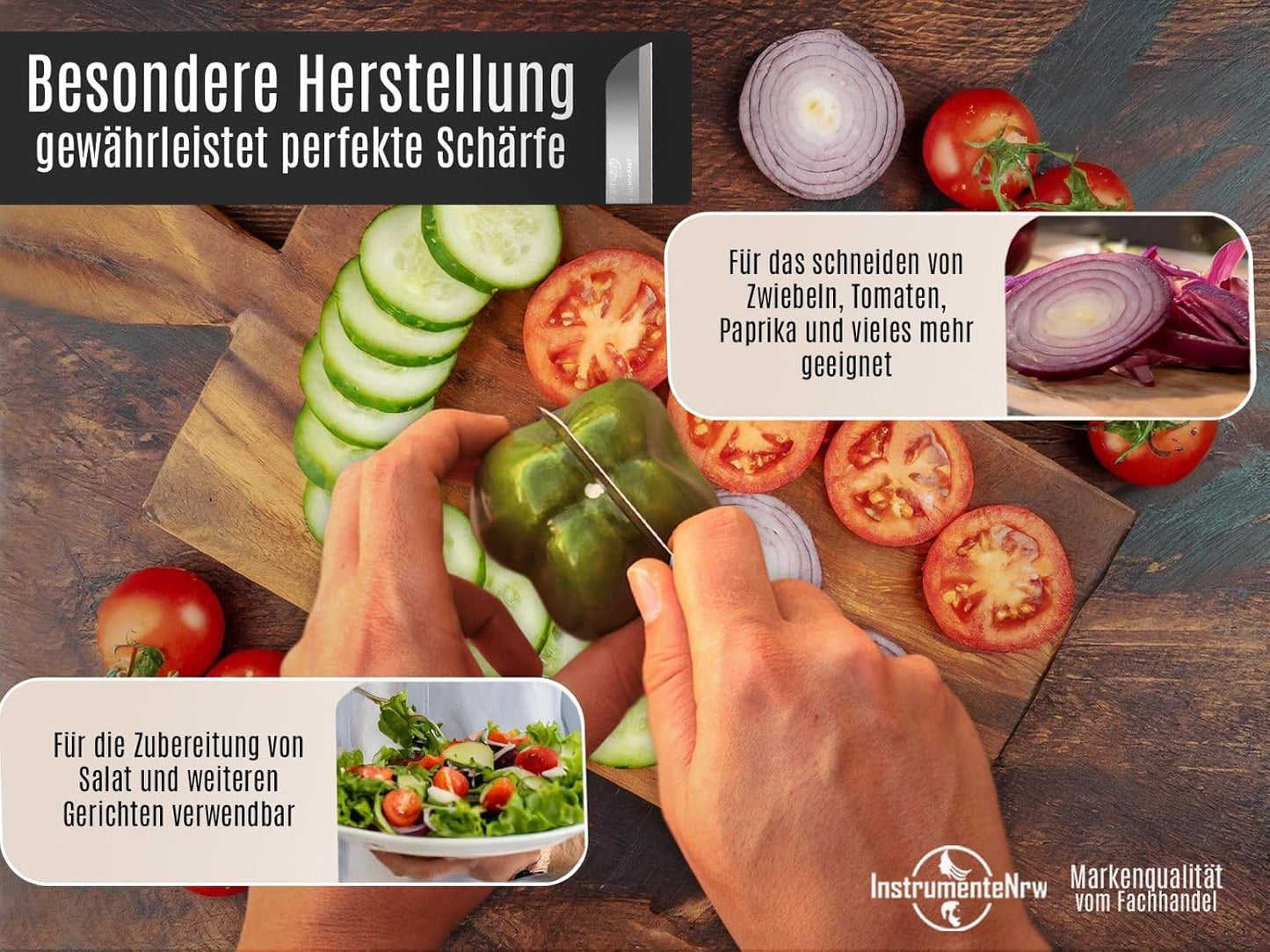 Set cu 4 cuțite pentru curățat fructe și legume - 16,5 cm