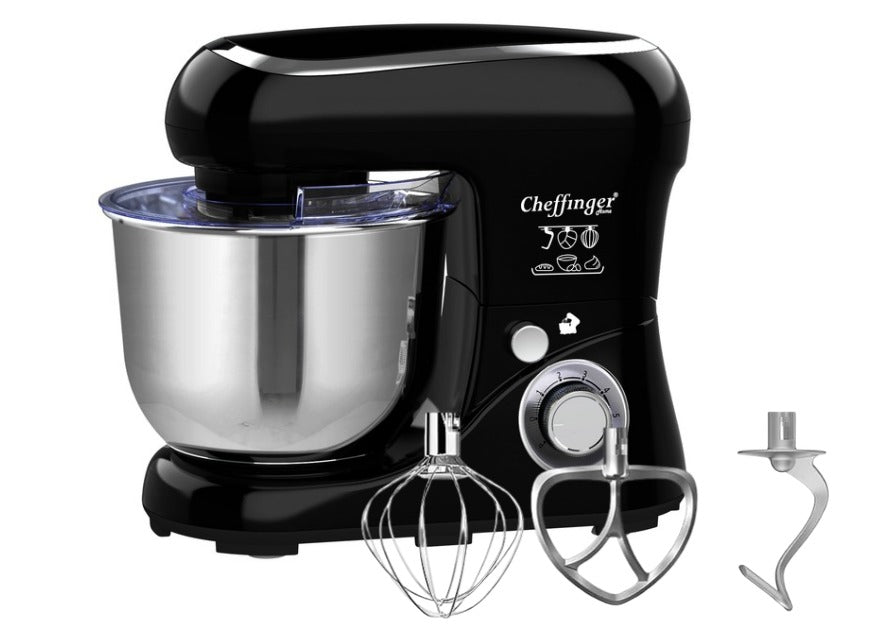 Robot de Bucătărie Cheffinger Home – 1600 W, Bol Inox 6,5 L, 6 Viteze, Negru