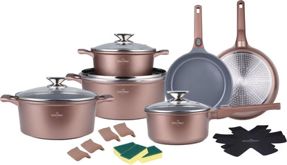 Set oale și tigăi 19 piese SwissHaus – Ceramică Sapphire antiaderentă, compatibil cu toate tipurile de plite și aragaze