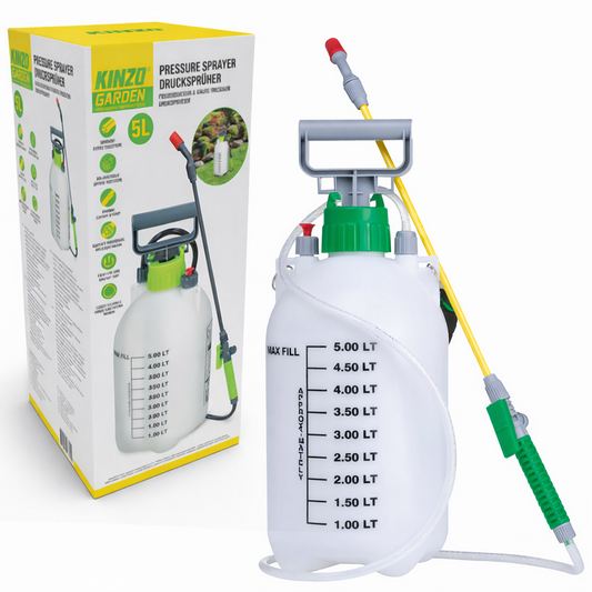 🌿 Pulverizator cu presiune Kinzo 5L – Ideal pentru grădină, curte și plante