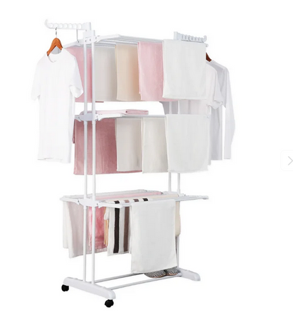 👕 Uscător de rufe pliabil Herzberg – 6 rafturi, mobil, rezistent (Alb)
