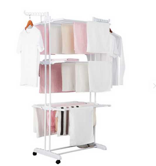 👕 Uscător de rufe pliabil Herzberg – 6 rafturi, mobil, rezistent (Alb)