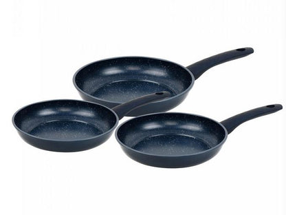 Set 3 Tigăi Herzberg cu Înveliș Marmorat – Albastru