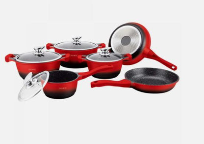 Set de vase 13 piese Roșu & Negru Degrade 🍳✨**