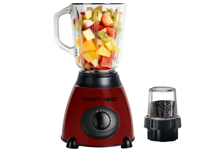 🔴 Blender + Râșniță 2 în 1 Comfy Nest CN-BLG15RED – 800W