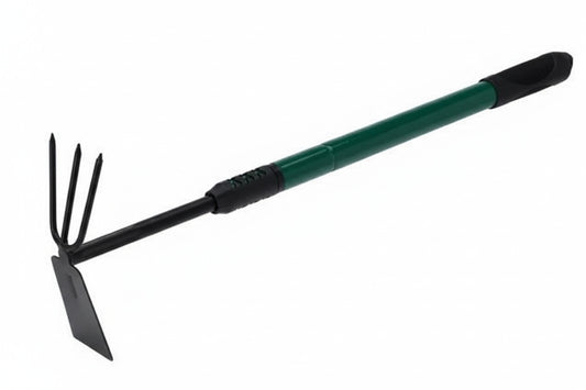 Sapă de grădină 2 în 1 cu mâner telescopic (65–95 cm) – Sapă + Greblă pentru afânare