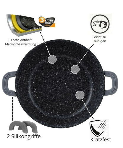Royalty Line  – Vas pentru cuptor  sau Plite inclusiv Inductie din aluminiu turnat cu capac de sticlă, 40 cm , 19,3 L