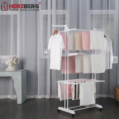 👕 Uscător de rufe pliabil Herzberg – 6 rafturi, mobil, rezistent (Alb)