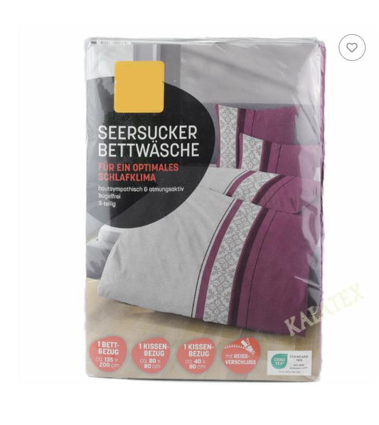 Set lenjerie de pat Seersucker 3 piese – lila, 100% poliester