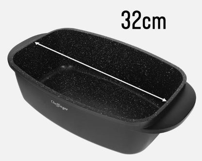 Cratiță dreptunghiulară 32 cm cu înveliș marmorat și capac din sticlă, 4,5 L – pentru inducție și cuptor
