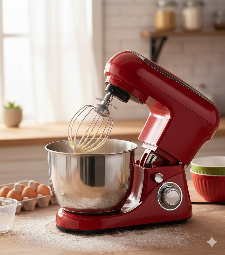 Robot de Bucătărie Cheffinger Home – 1600 W, Bol Inox 6,5 L, 6 Viteze, Roșu