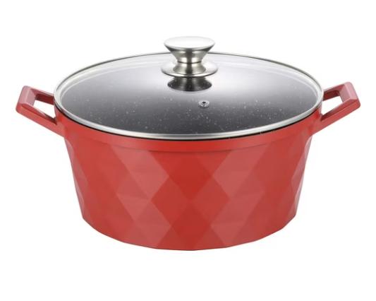 Set Diamant  Tigăi și Oale 12 Piese cu Capace din Sticlă – Aluminiu Turnat, Antiaderent, Potrivit pentru Inducție și Toate Tipurile de Plite