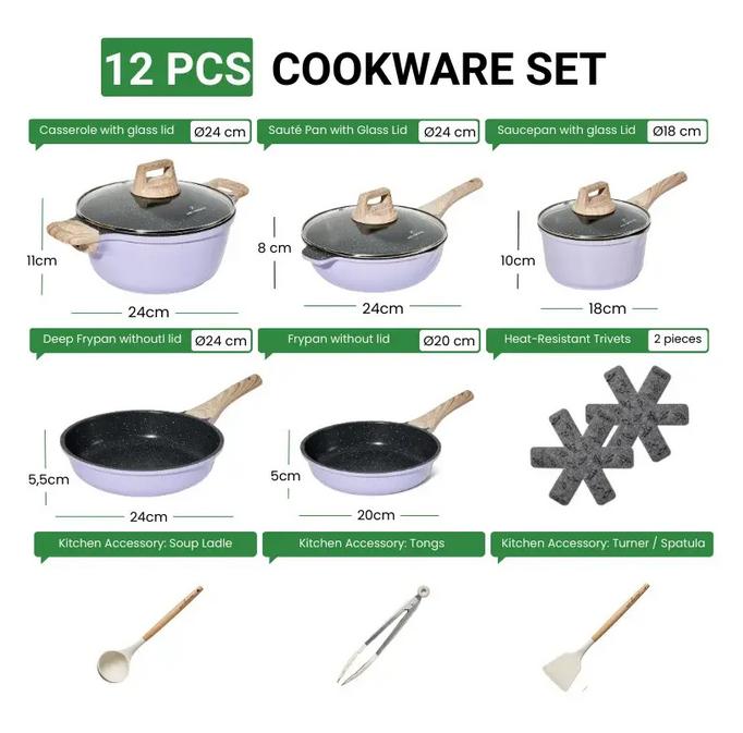 Set Vase de Gătit Just Perfecto – 13 Piese, Mov