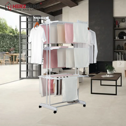 👕 Uscător de rufe pliabil Herzberg – 6 rafturi, mobil, rezistent (Alb)