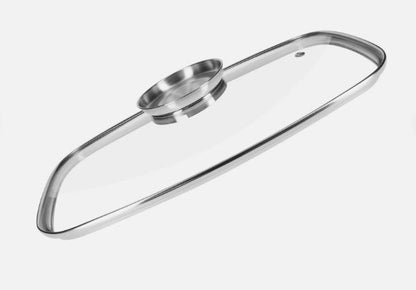 Cratiță dreptunghiulară 32 cm cu înveliș marmorat și capac din sticlă, 4,5 L – pentru inducție și cuptor