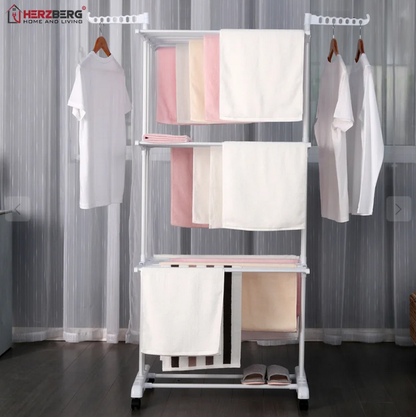 👕 Uscător de rufe pliabil Herzberg – 6 rafturi, mobil, rezistent (Alb)