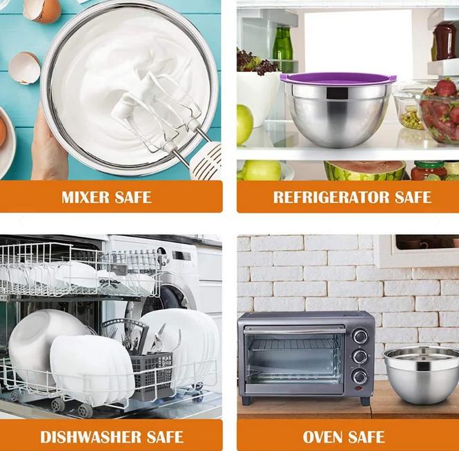 Set 5 Boluri pentru Mixare Herzberg cu Capace – Inox