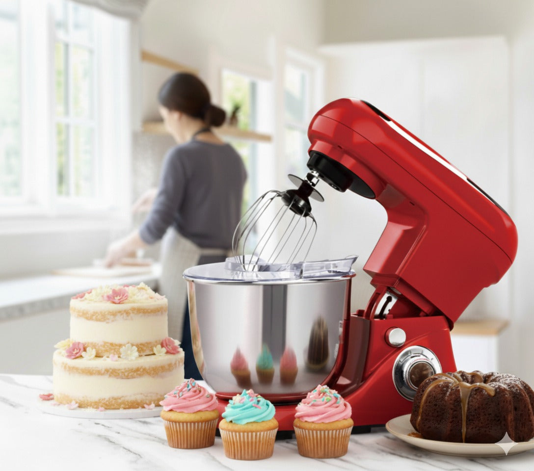 Robot de Bucătărie Cheffinger Home – 1600 W, Bol Inox 6,5 L, 6 Viteze, Roșu