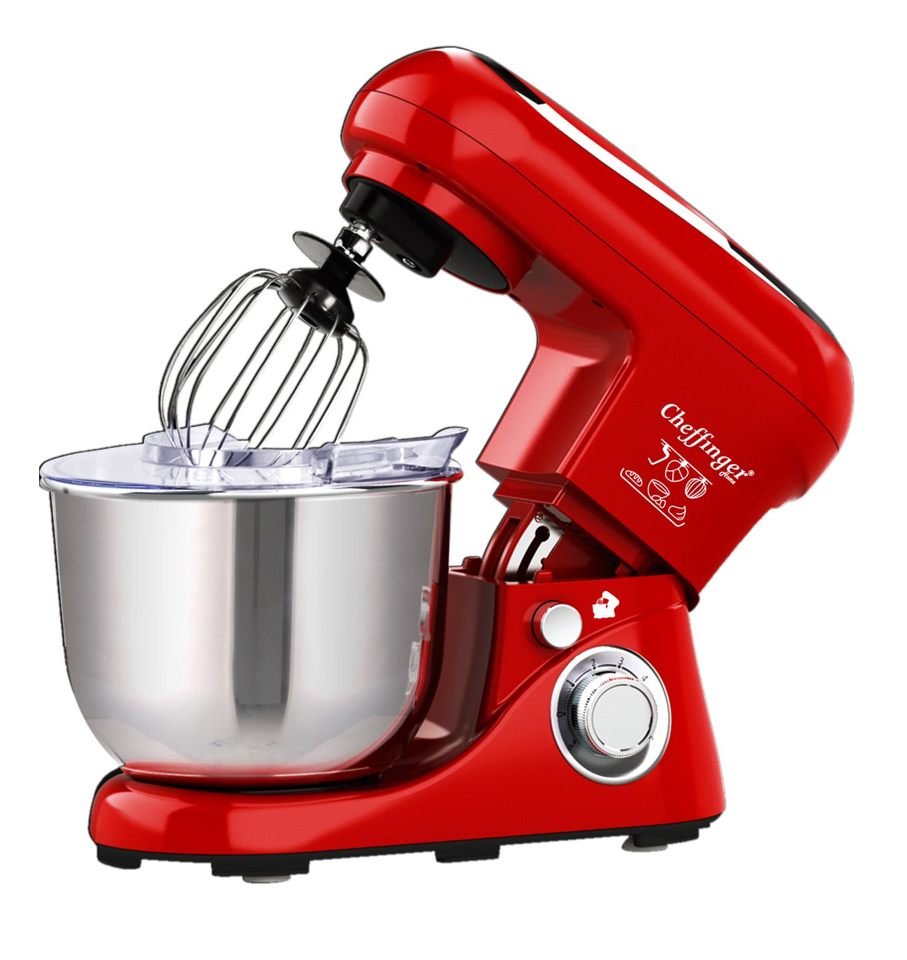 Robot de Bucătărie Cheffinger Home – 1600 W, Bol Inox 6,5 L, 6 Viteze, Roșu