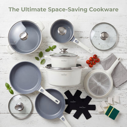 🍳 Set oale și tigăi 19 piese SwissHaus – Ceramică Sapphire, antiaderent, pentru toate tipurile de plite & cuptor