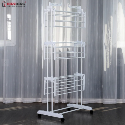 👕 Uscător de rufe pliabil Herzberg – 6 rafturi, mobil, rezistent (Alb)