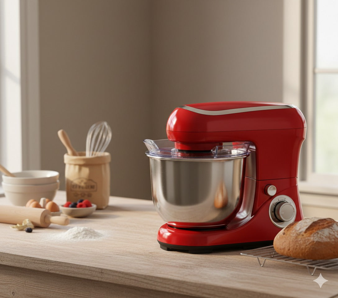 Robot de Bucătărie Cheffinger Home – 1600 W, Bol Inox 6,5 L, 6 Viteze, Roșu