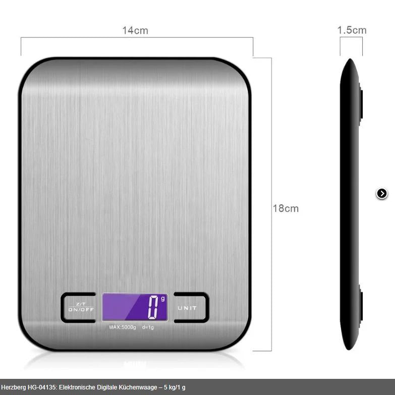 Cântar de bucătărie digital, 5 kg / 1 g