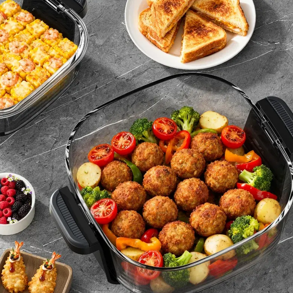 Friteuză cu aer cald din sticlă Just Perfecto – 4 L + 1,5 L, 1500 W