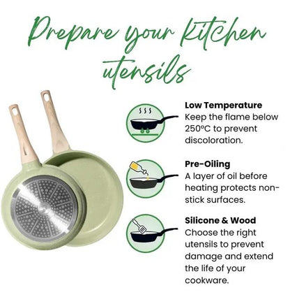 Set Vase de Gătit Just Perfecto – 15 Piese, Granit Verde