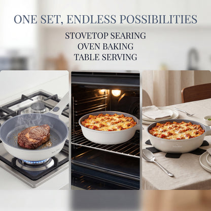 🍳 Set oale și tigăi 19 piese SwissHaus – Ceramică Sapphire, antiaderent, pentru toate tipurile de plite & cuptor