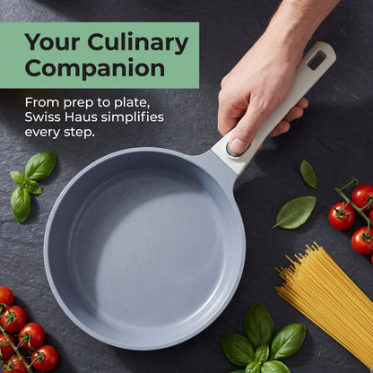 🍳 Set oale și tigăi 19 piese SwissHaus – Ceramică Sapphire, antiaderent, pentru toate tipurile de plite & cuptor