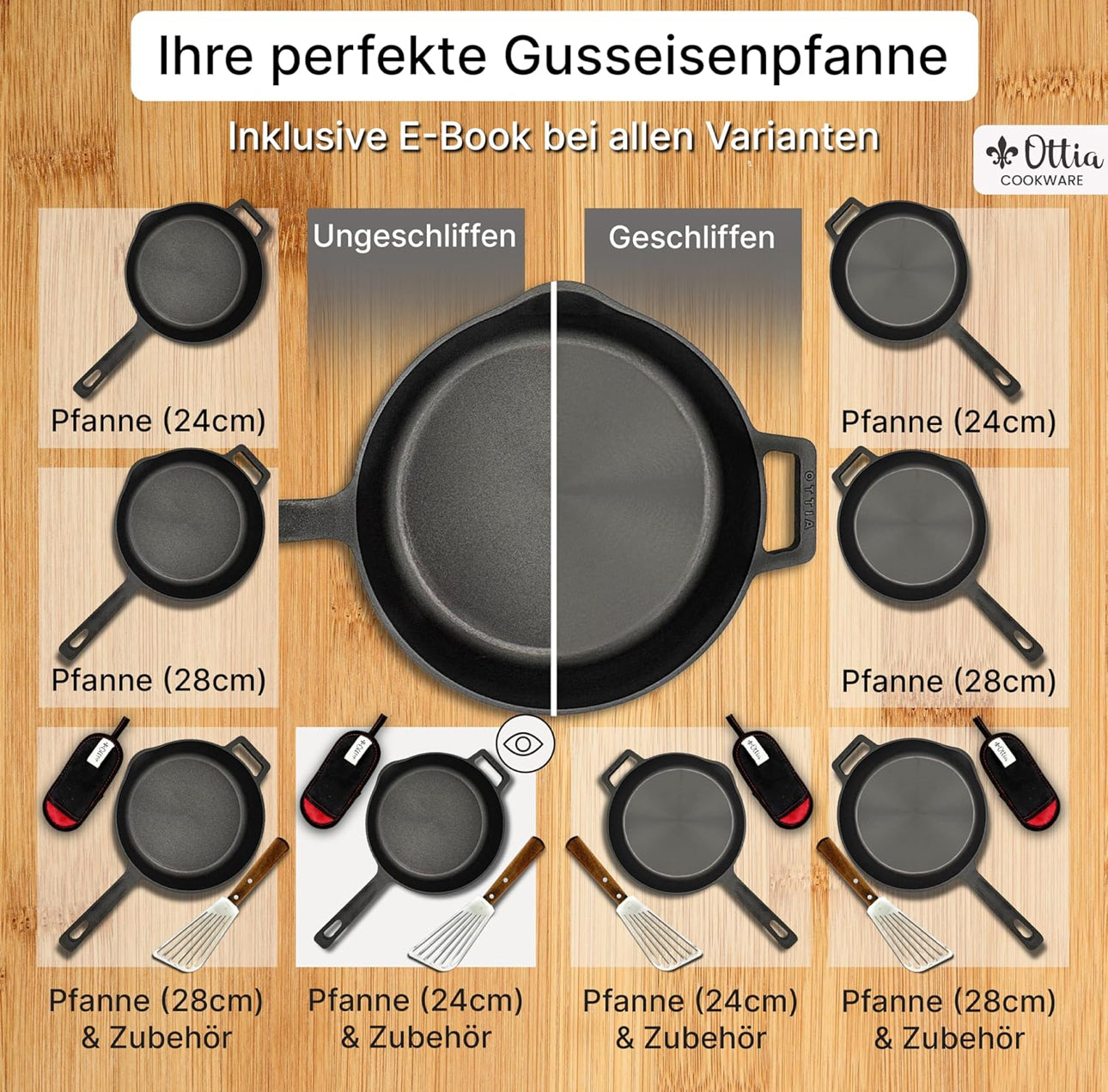 Tigaie din fontă Ottia, Inducție 24 cm**