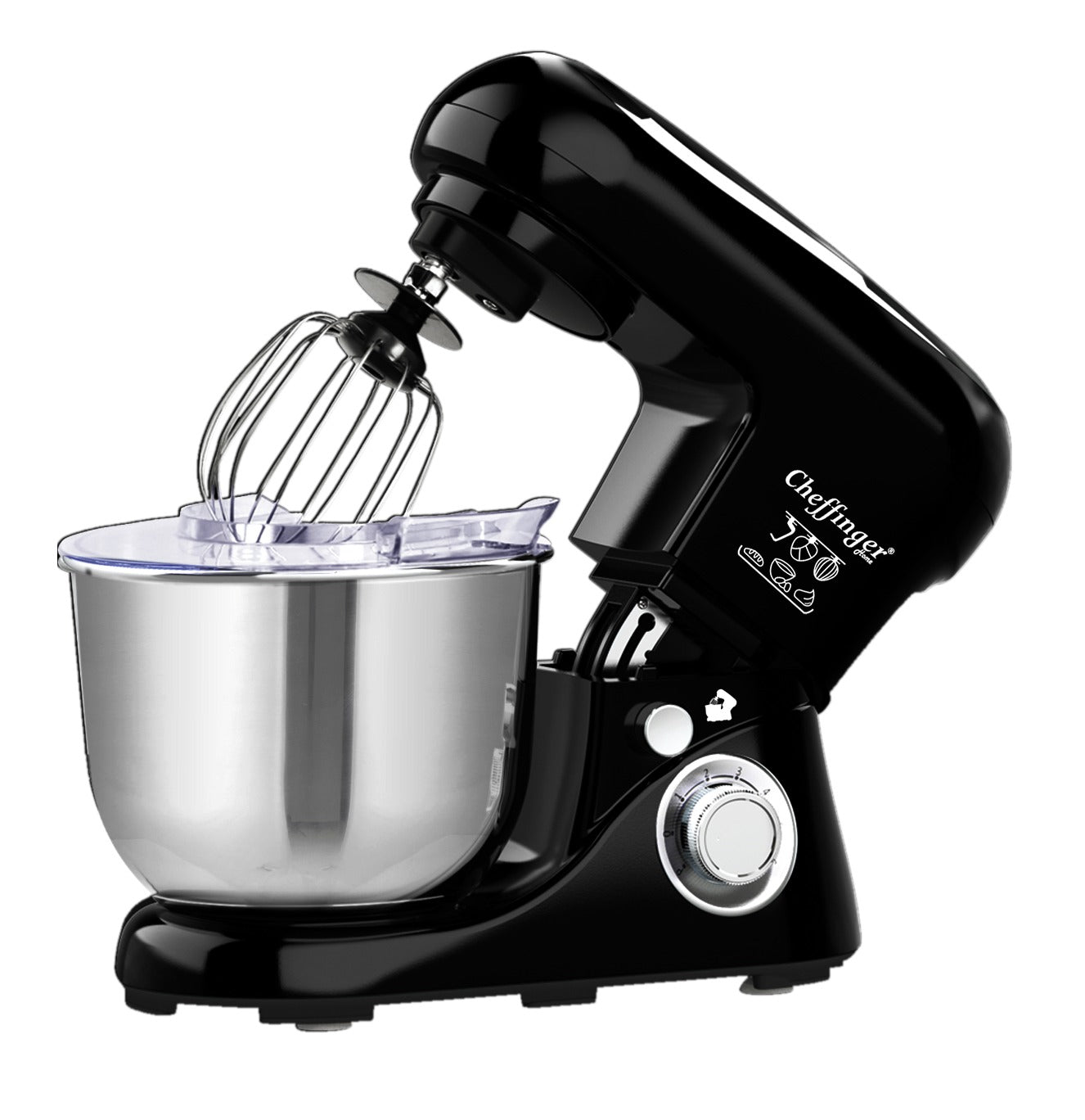 Robot de Bucătărie Cheffinger Home – 1600 W, Bol Inox 6,5 L, 6 Viteze, Negru