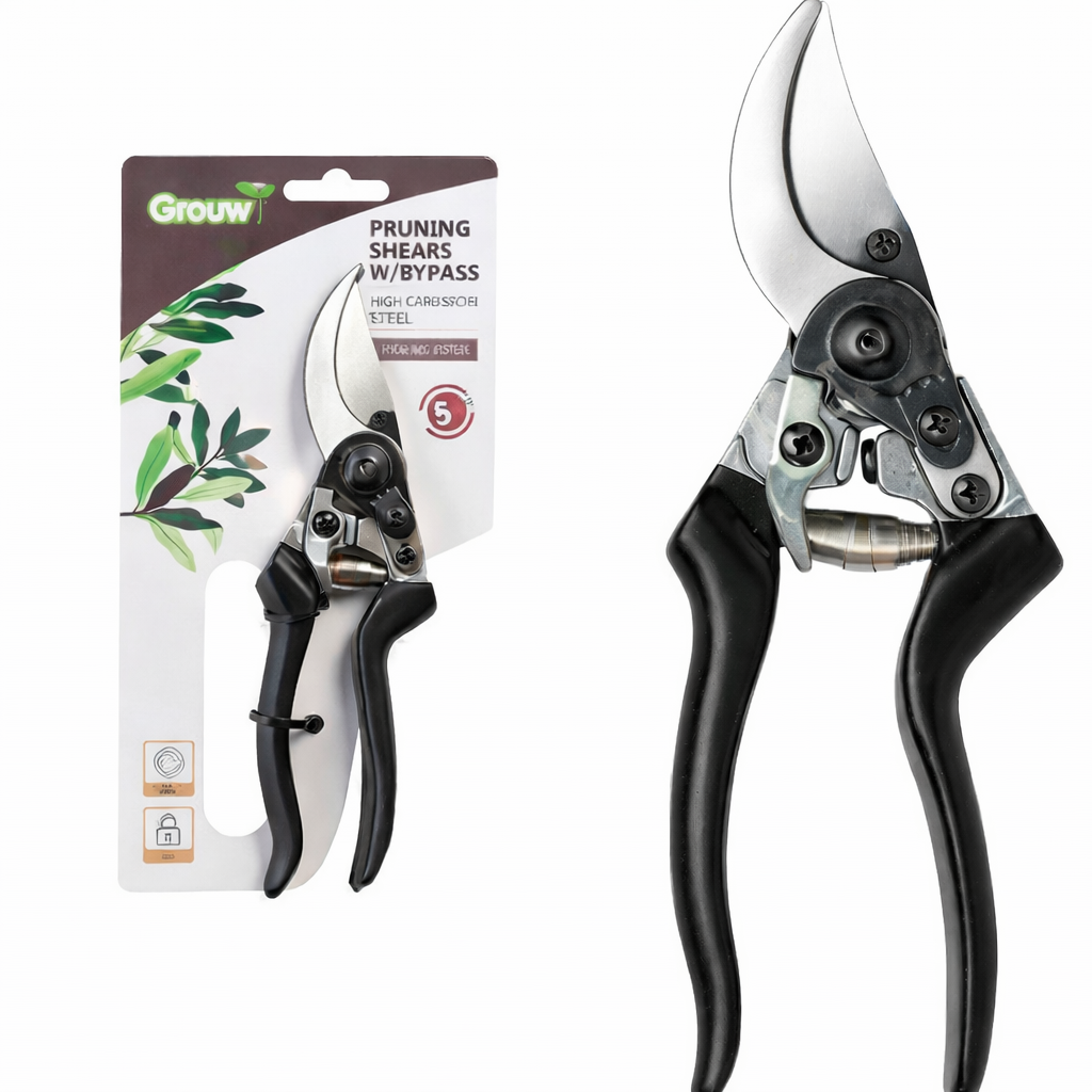 ✂️ Foarfecă de grădină profesională GROW – Bypass, oțel carbon, tăiere precisă (max. 12 mm)