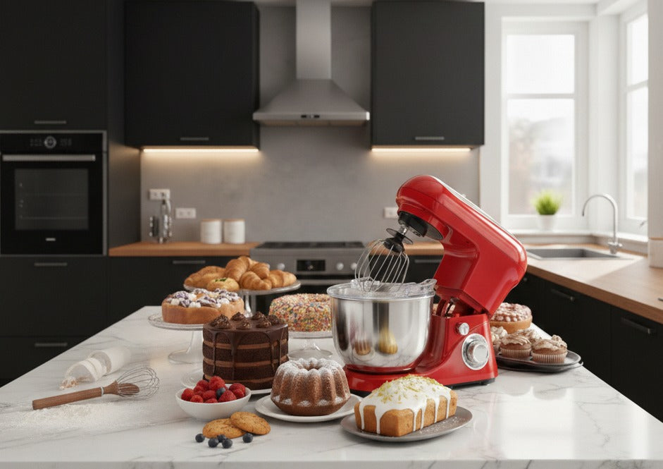 Robot de Bucătărie Cheffinger Home – 1600 W, Bol Inox 6,5 L, 6 Viteze, Roșu